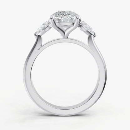 Elongated Cushion Engagement Ring with Pear Side Diamonds