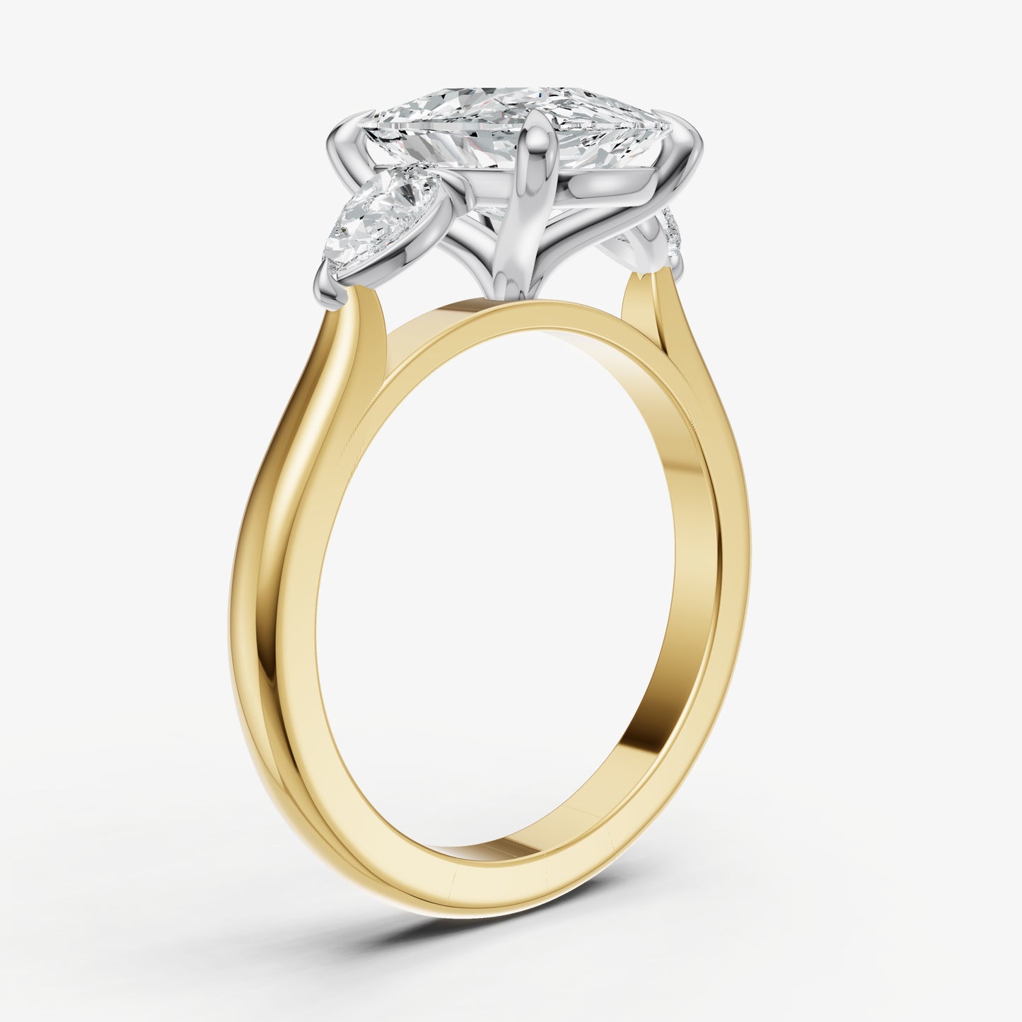 Elongated Cushion Engagement Ring with Pear Side Diamonds