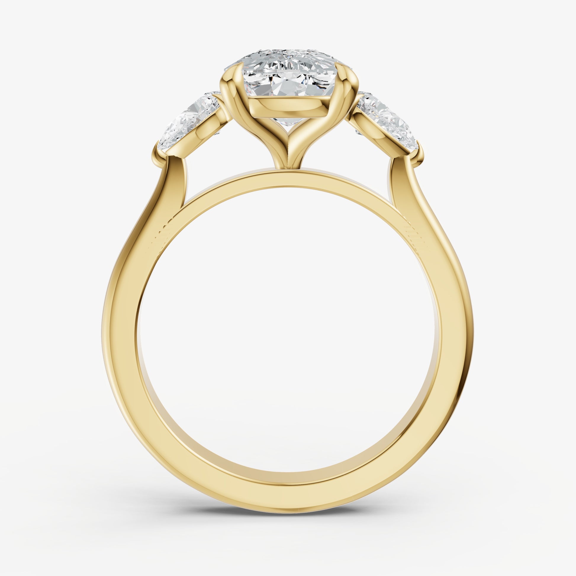 Elongated Cushion Engagement Ring with Pear Side Diamonds