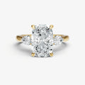Elongated Cushion Engagement Ring with Pear Side Diamonds