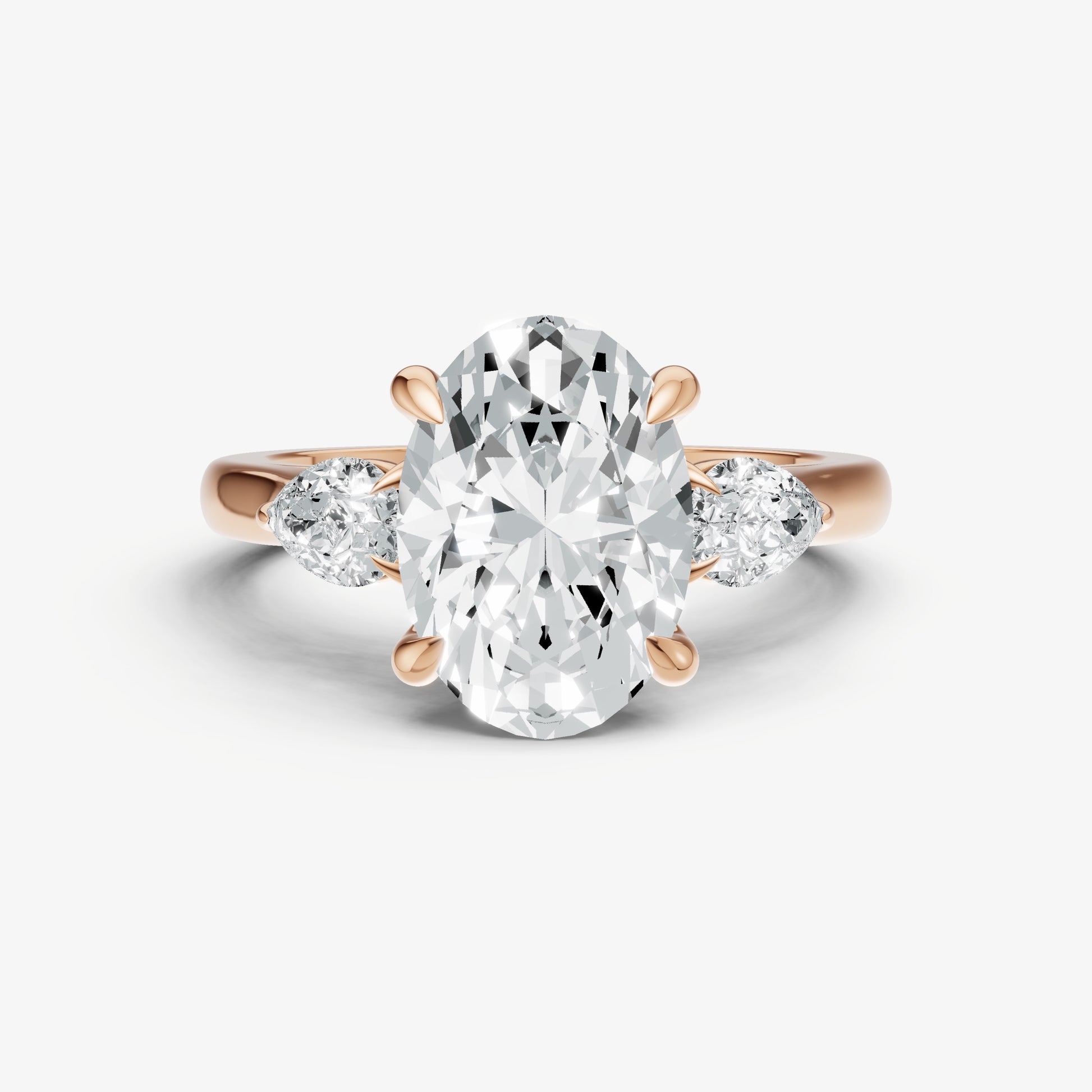 Oval Engagement Ring with Pear Side Diamonds