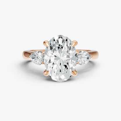 Oval Engagement Ring with Pear Side Diamonds