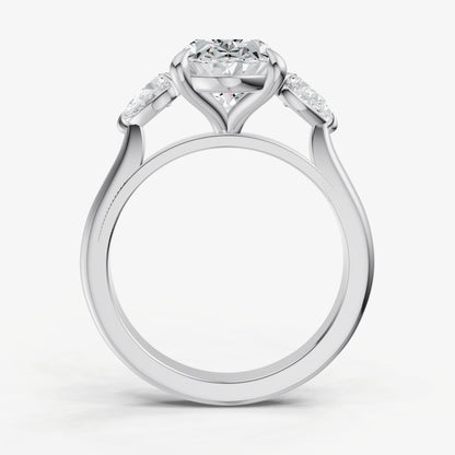 Oval Engagement Ring with Pear Side Diamonds