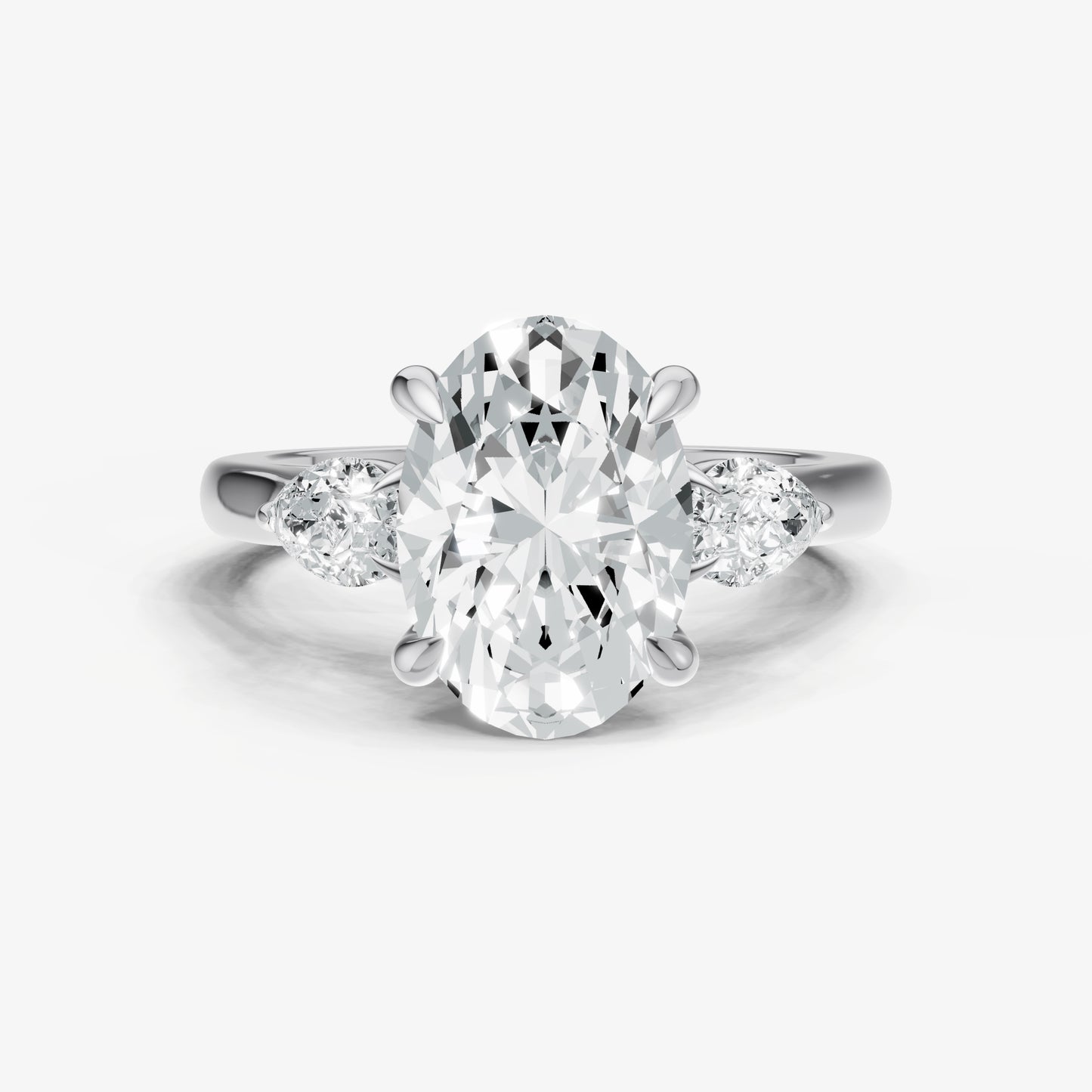 Oval Engagement Ring with Pear Side Diamonds