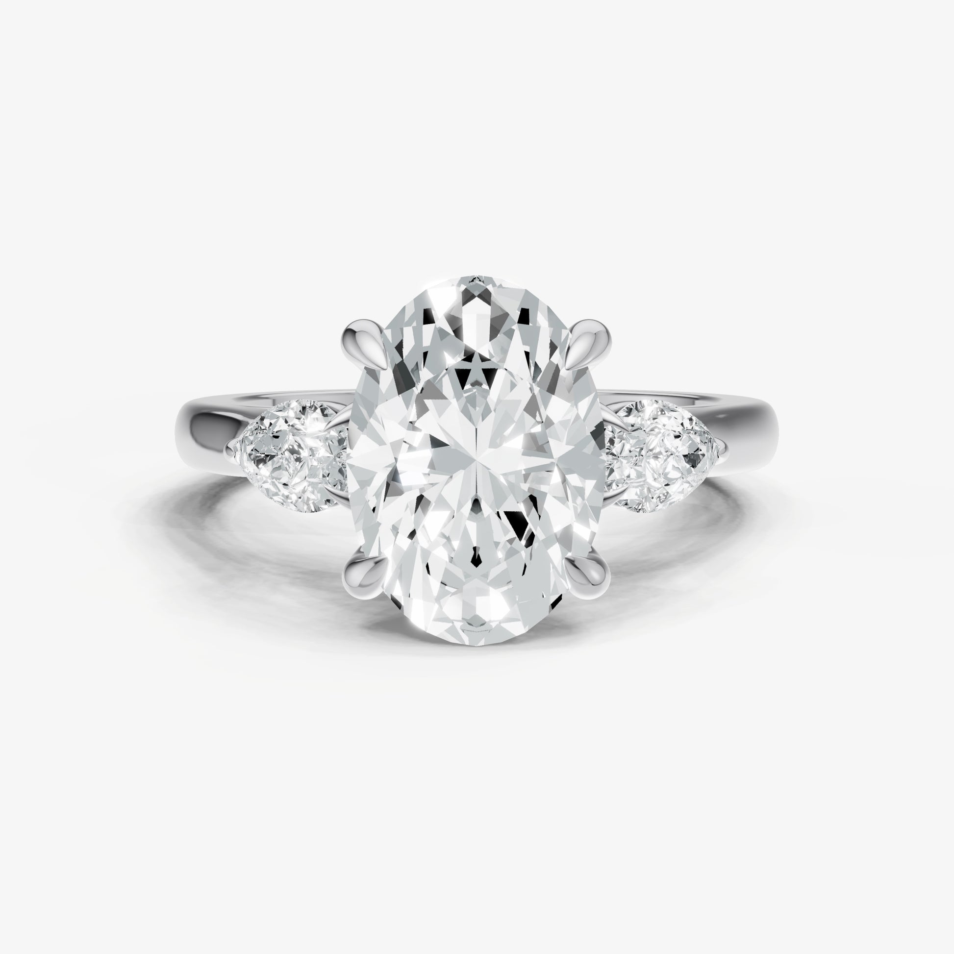 Oval Engagement Ring with Pear Side Diamonds