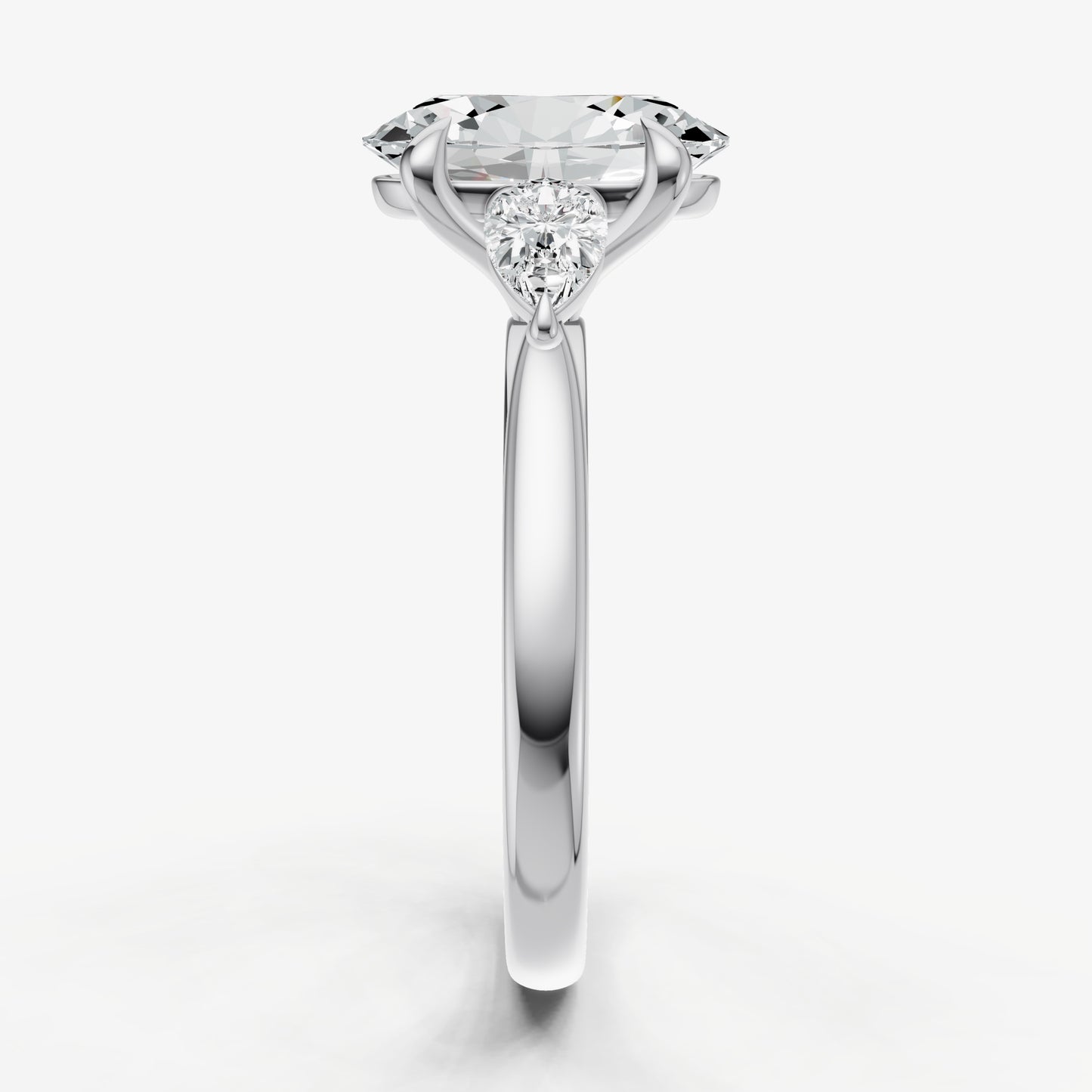 Oval Engagement Ring with Pear Side Diamonds