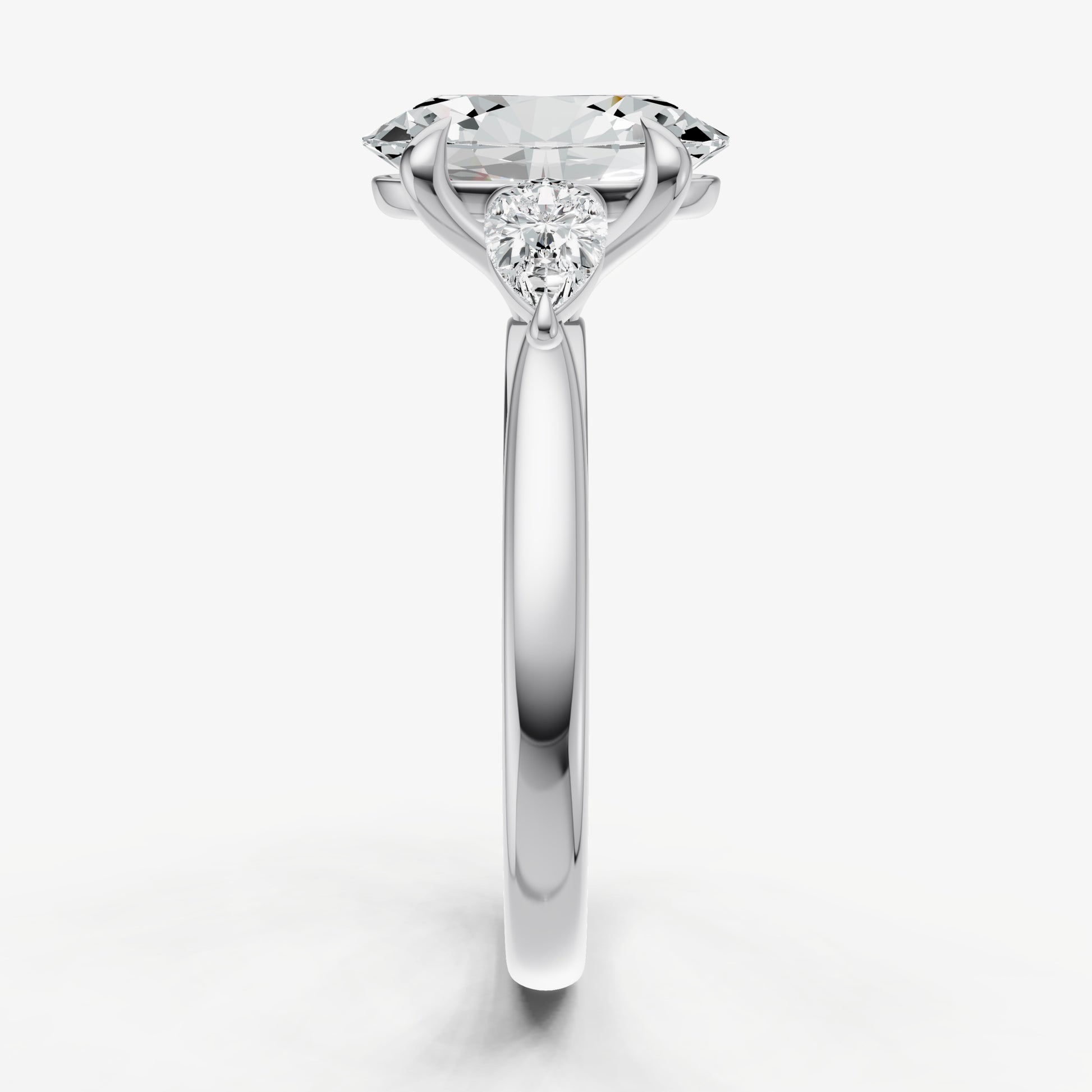 Oval Engagement Ring with Pear Side Diamonds