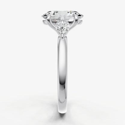 Oval Engagement Ring with Pear Side Diamonds