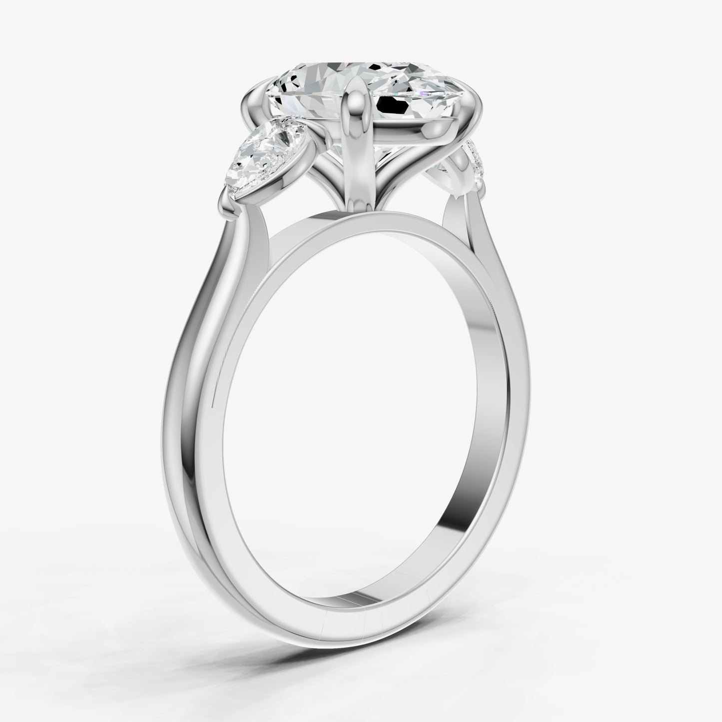 Oval Engagement Ring with Pear Side Diamonds