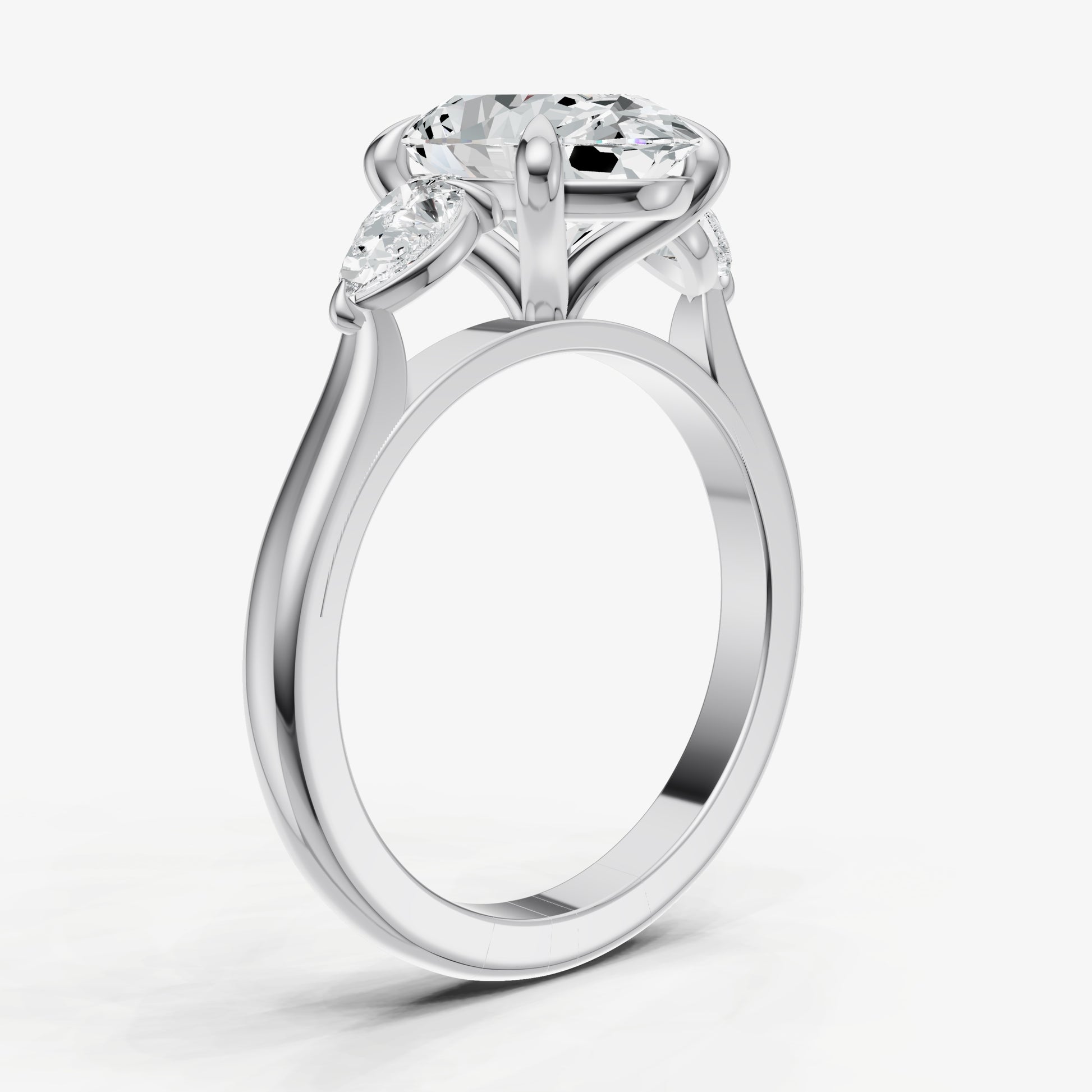 Oval Engagement Ring with Pear Side Diamonds
