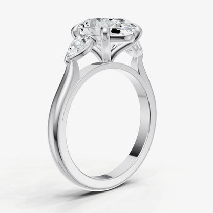 Oval Engagement Ring with Pear Side Diamonds