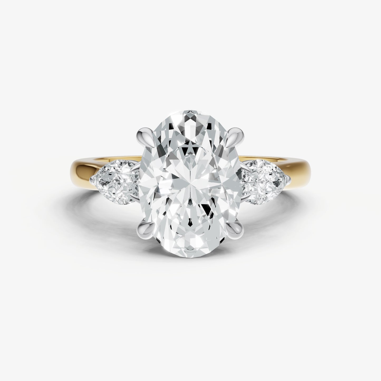 Oval Engagement Ring with Pear Side Diamonds