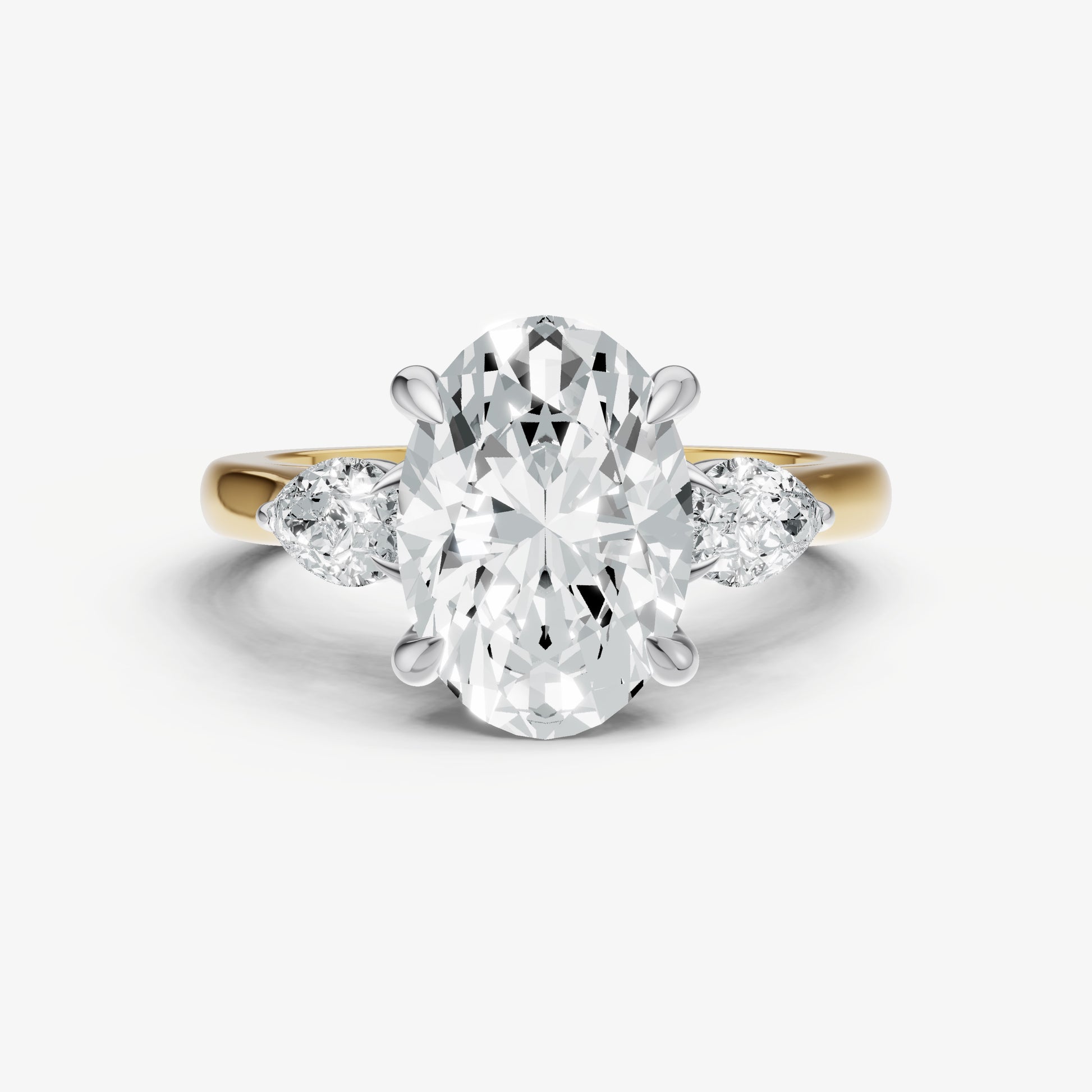 Oval Engagement Ring with Pear Side Diamonds
