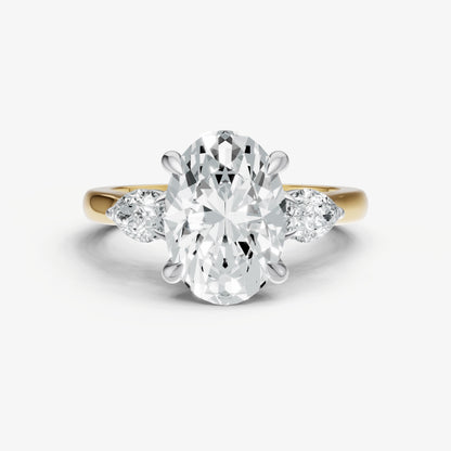 Oval Engagement Ring with Pear Side Diamonds