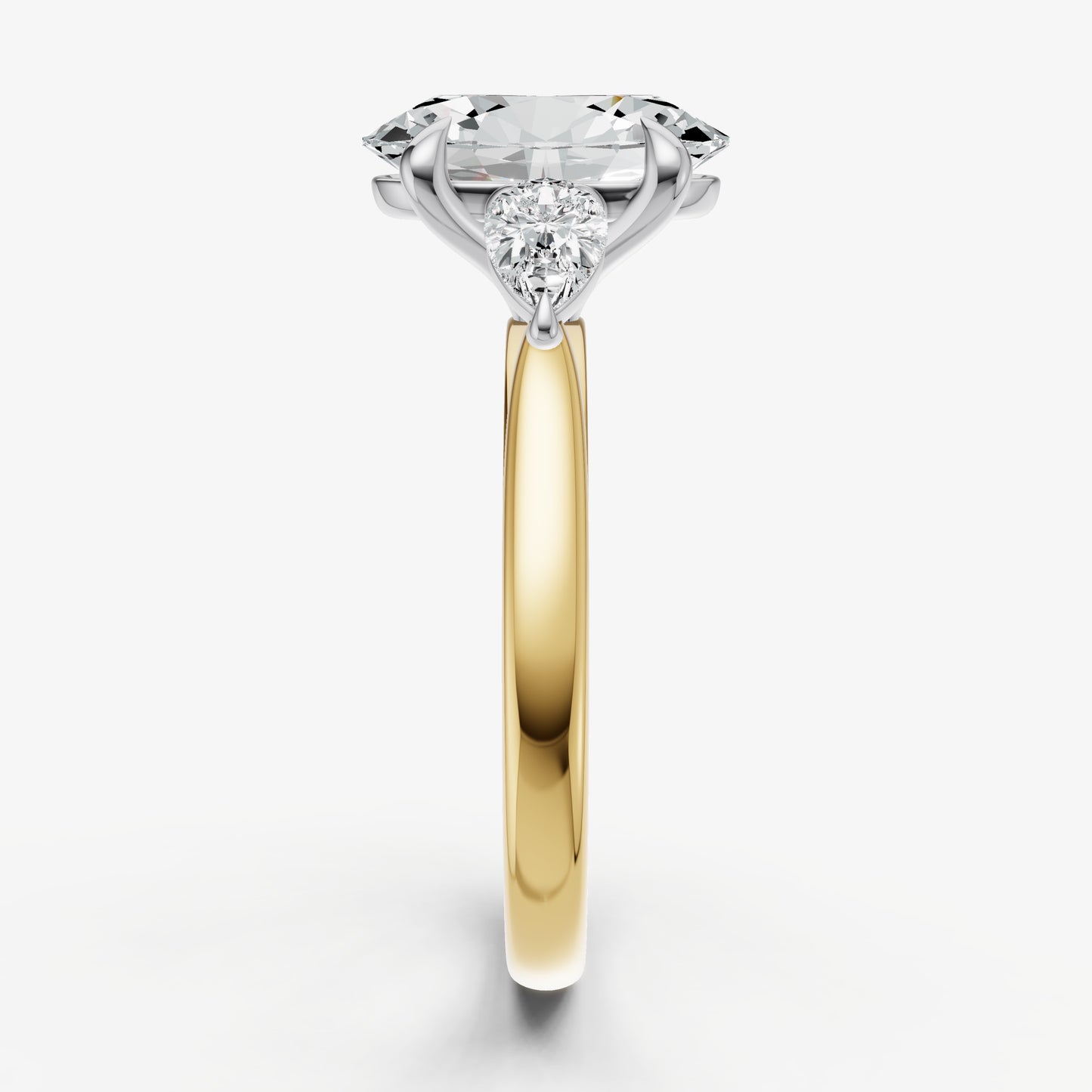 Oval Engagement Ring with Pear Side Diamonds