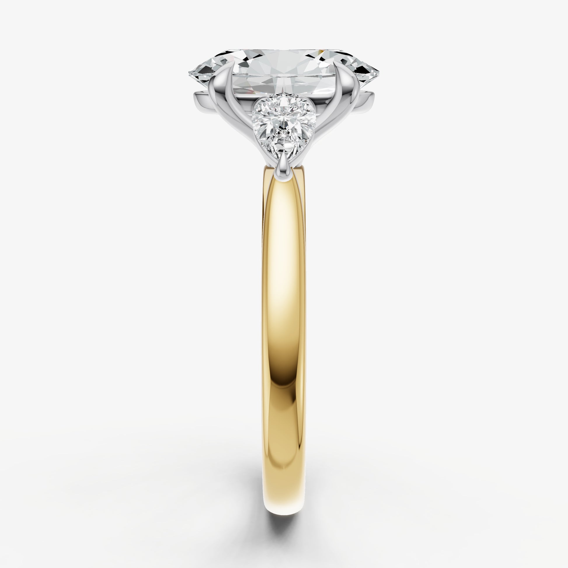 Oval Engagement Ring with Pear Side Diamonds