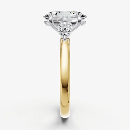 Oval Engagement Ring with Pear Side Diamonds