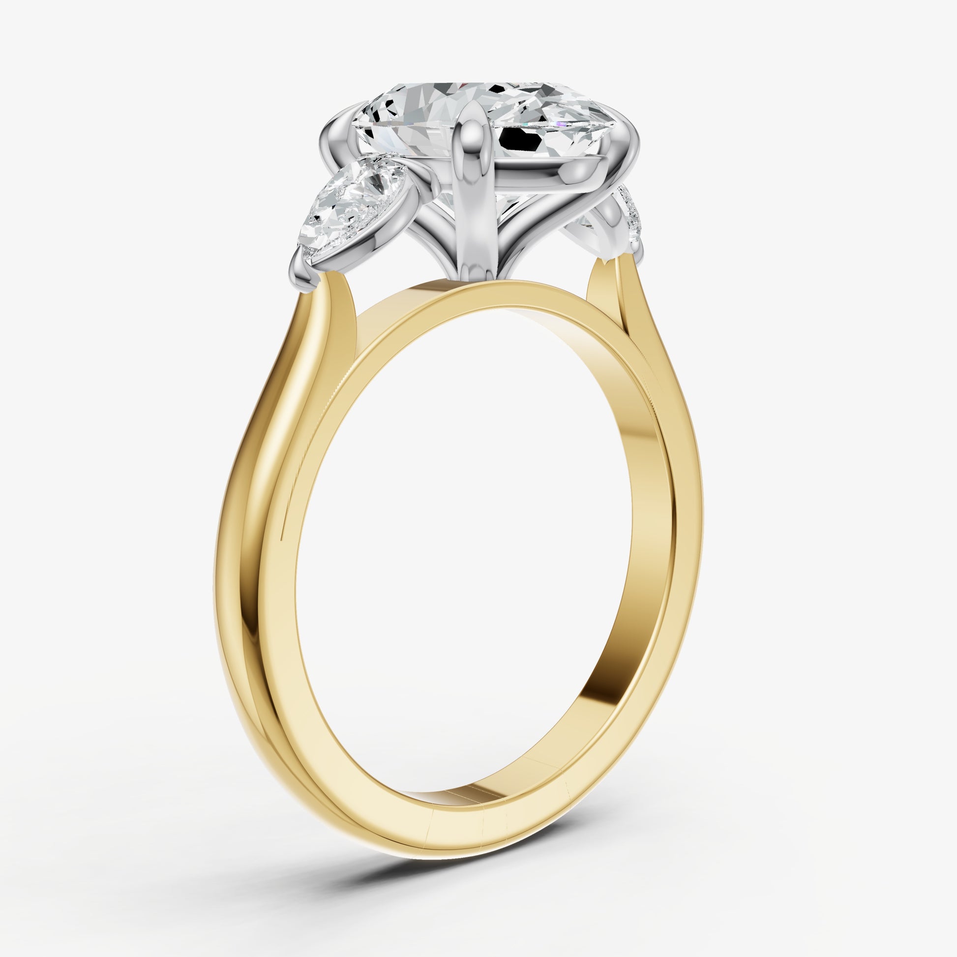 Oval Engagement Ring with Pear Side Diamonds