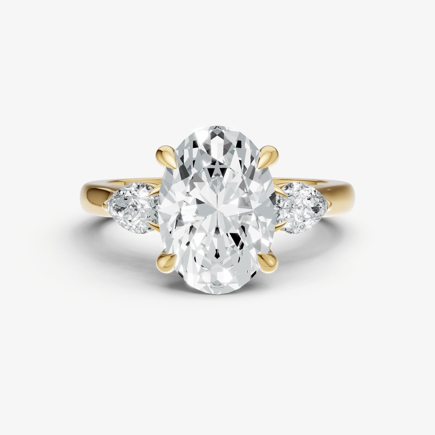 Oval Engagement Ring with Pear Side Diamonds