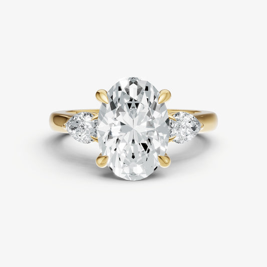 Oval Engagement Ring with Pear Side Diamonds