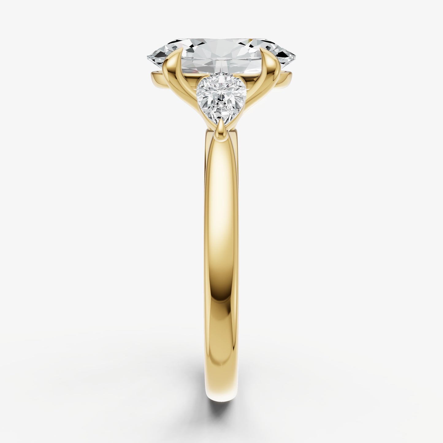 Oval Engagement Ring with Pear Side Diamonds