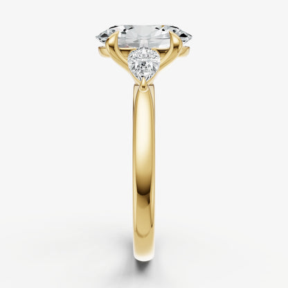 Oval Engagement Ring with Pear Side Diamonds