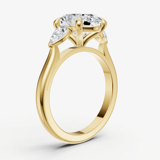 Oval Engagement Ring with Pear Side Diamonds