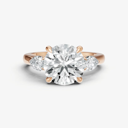 Round Engagement Ring with Pear Side Diamonds
