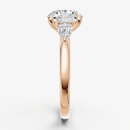 Round Engagement Ring with Pear Side Diamonds