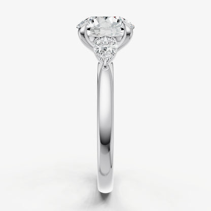 Round Engagement Ring with Pear Side Diamonds