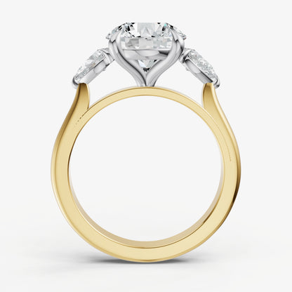 Round Engagement Ring with Pear Side Diamonds