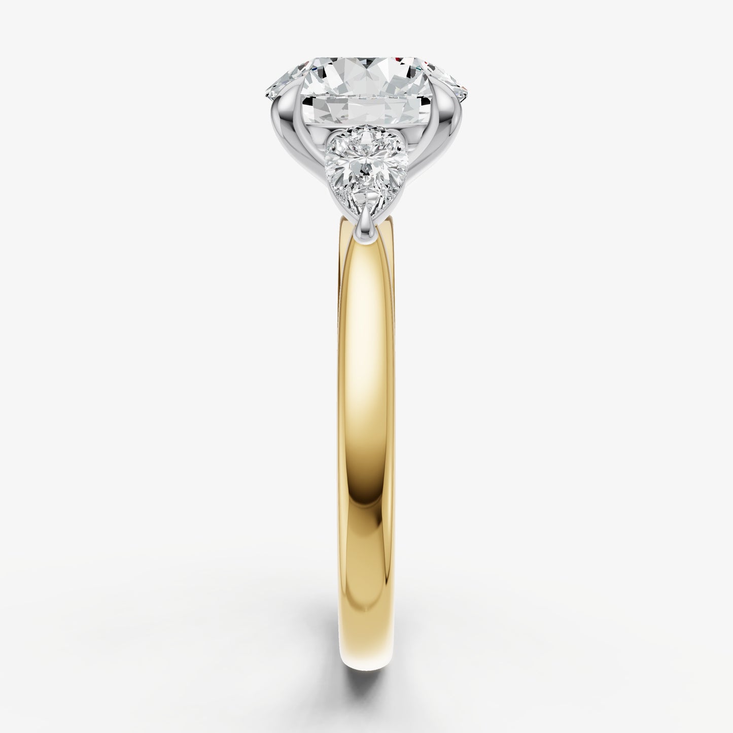Round Engagement Ring with Pear Side Diamonds