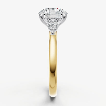 Round Engagement Ring with Pear Side Diamonds