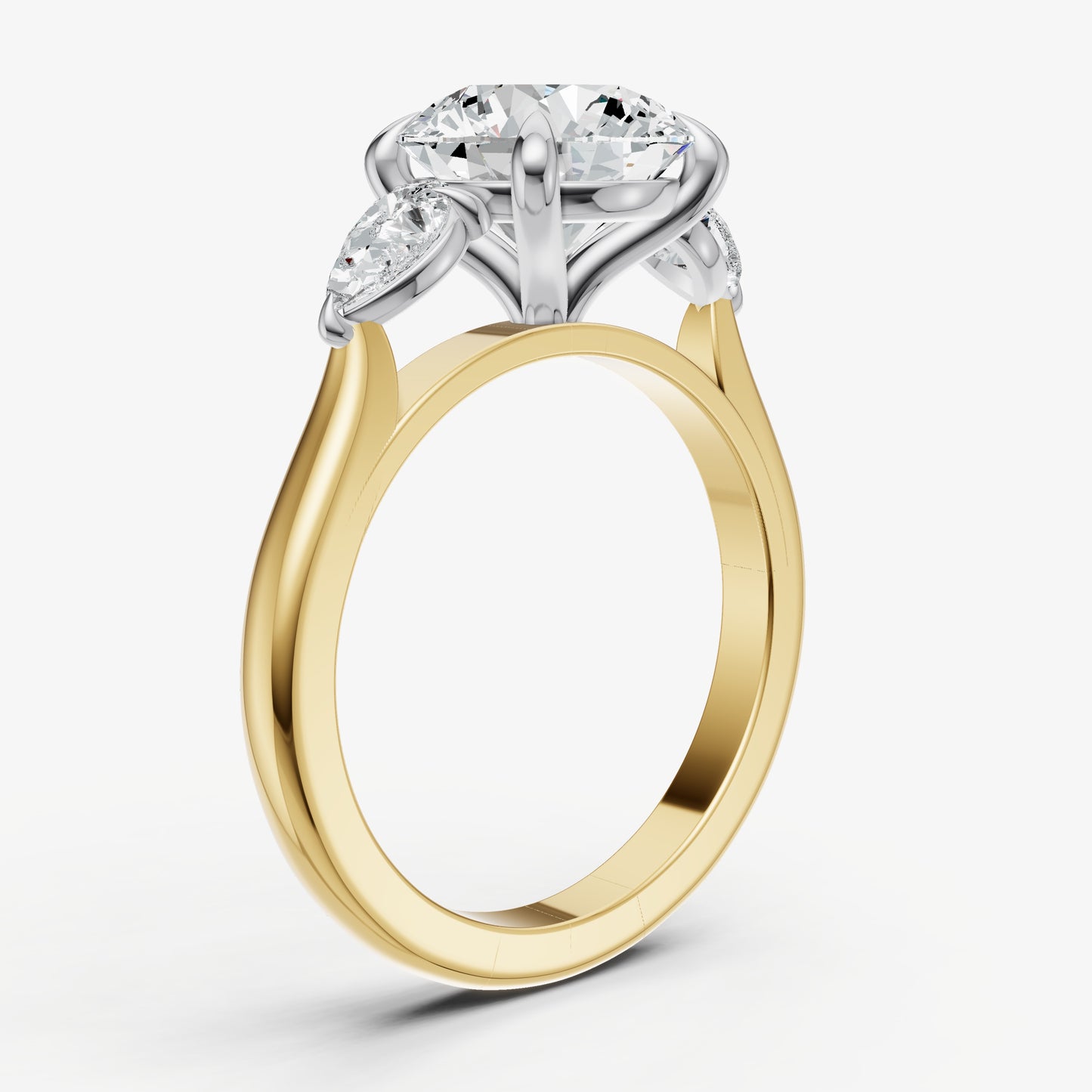 Round Engagement Ring with Pear Side Diamonds