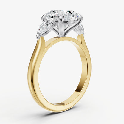 Round Engagement Ring with Pear Side Diamonds