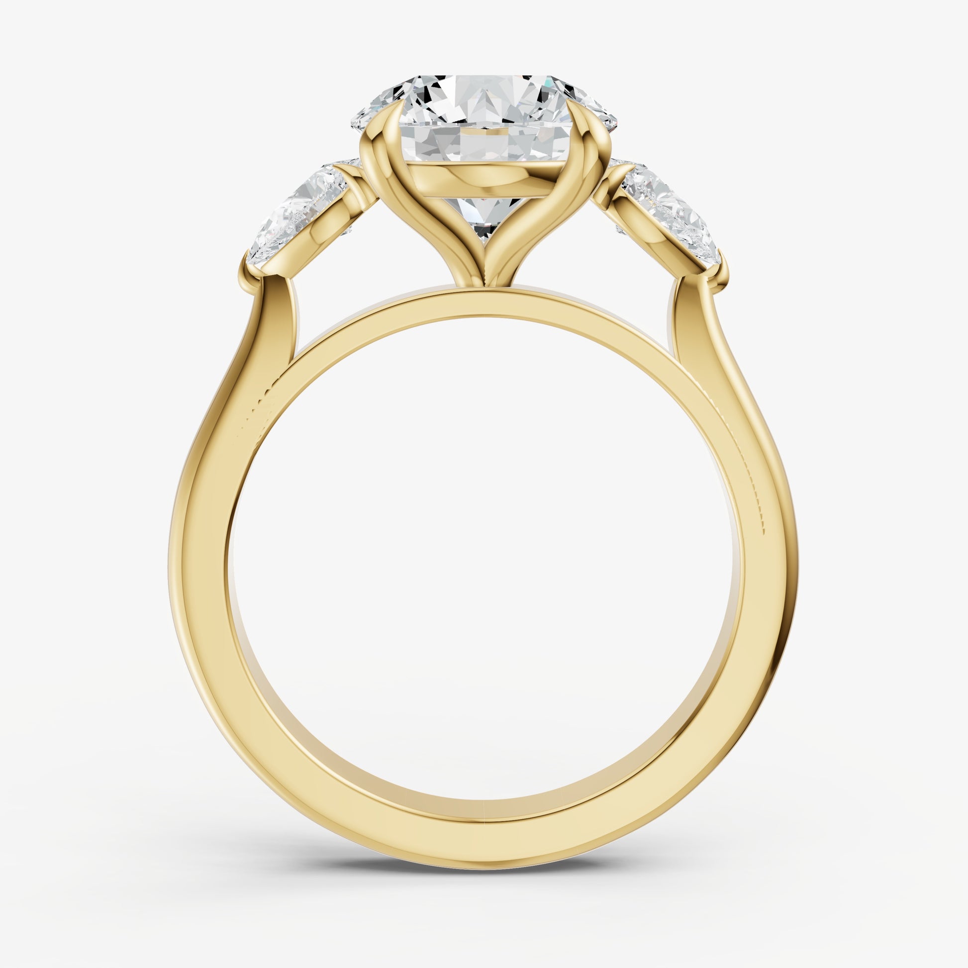 Round Engagement Ring with Pear Side Diamonds