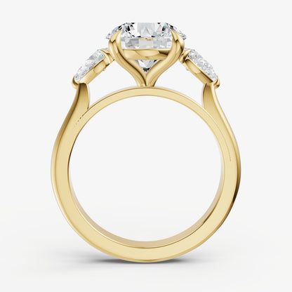Round Engagement Ring with Pear Side Diamonds