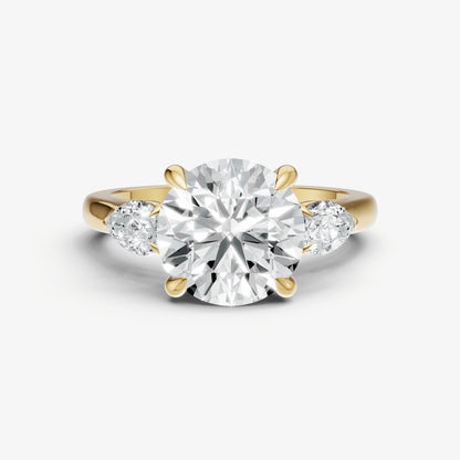 Round Engagement Ring with Pear Side Diamonds