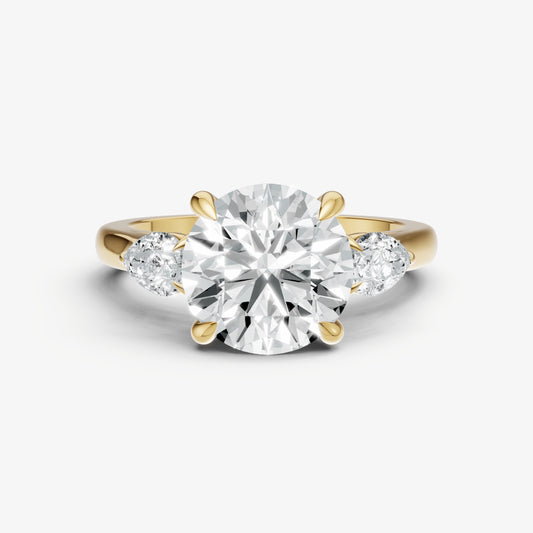 Round Engagement Ring with Pear Side Diamonds