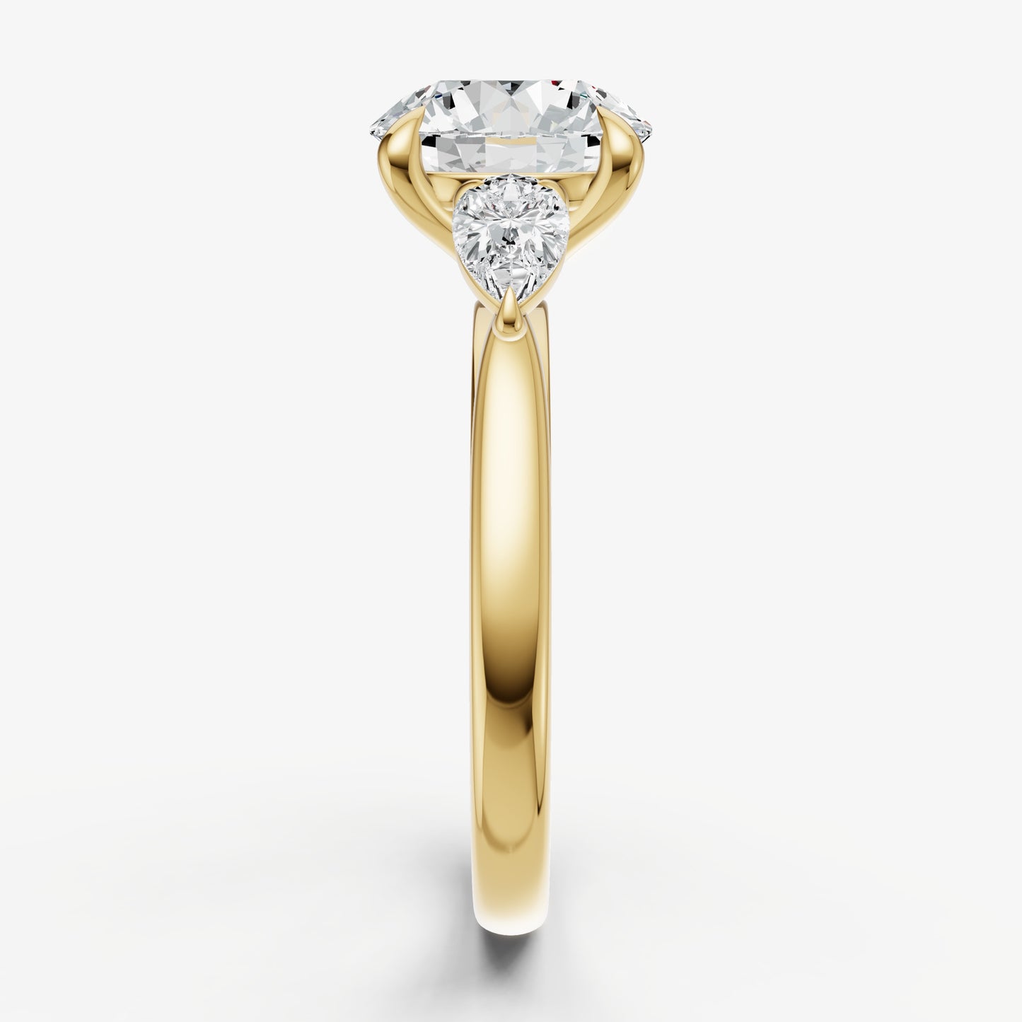 Round Engagement Ring with Pear Side Diamonds