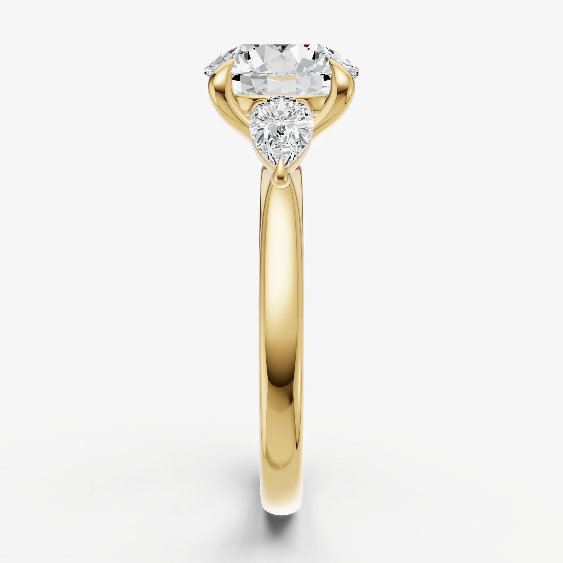 Round Engagement Ring with Pear Side Diamonds