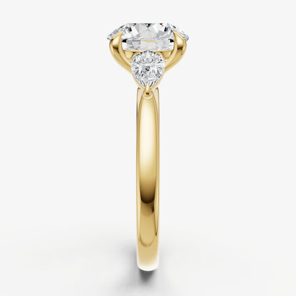 Round Engagement Ring with Pear Side Diamonds