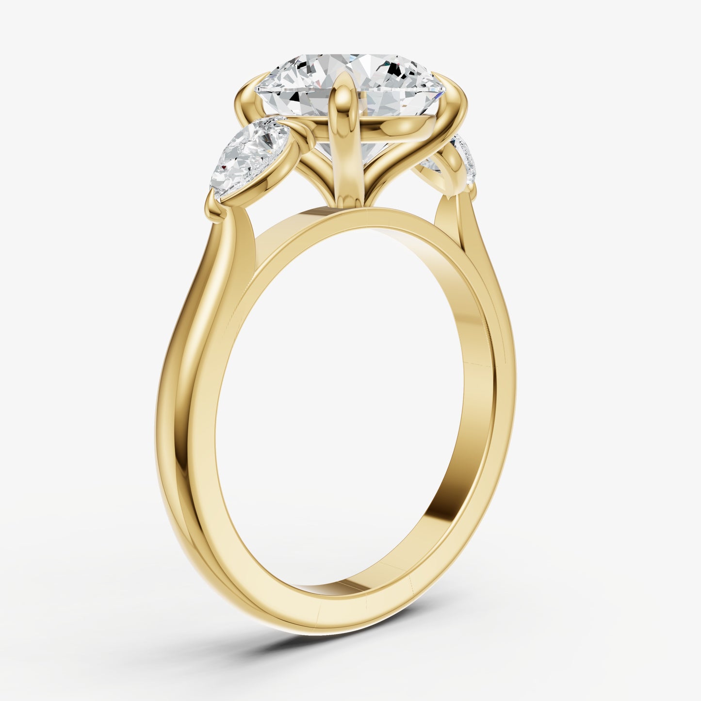 Round Engagement Ring with Pear Side Diamonds