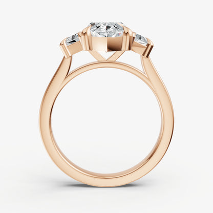 Marquise Trilogy Engagement Ring Set with Trapezoid Side Diamonds