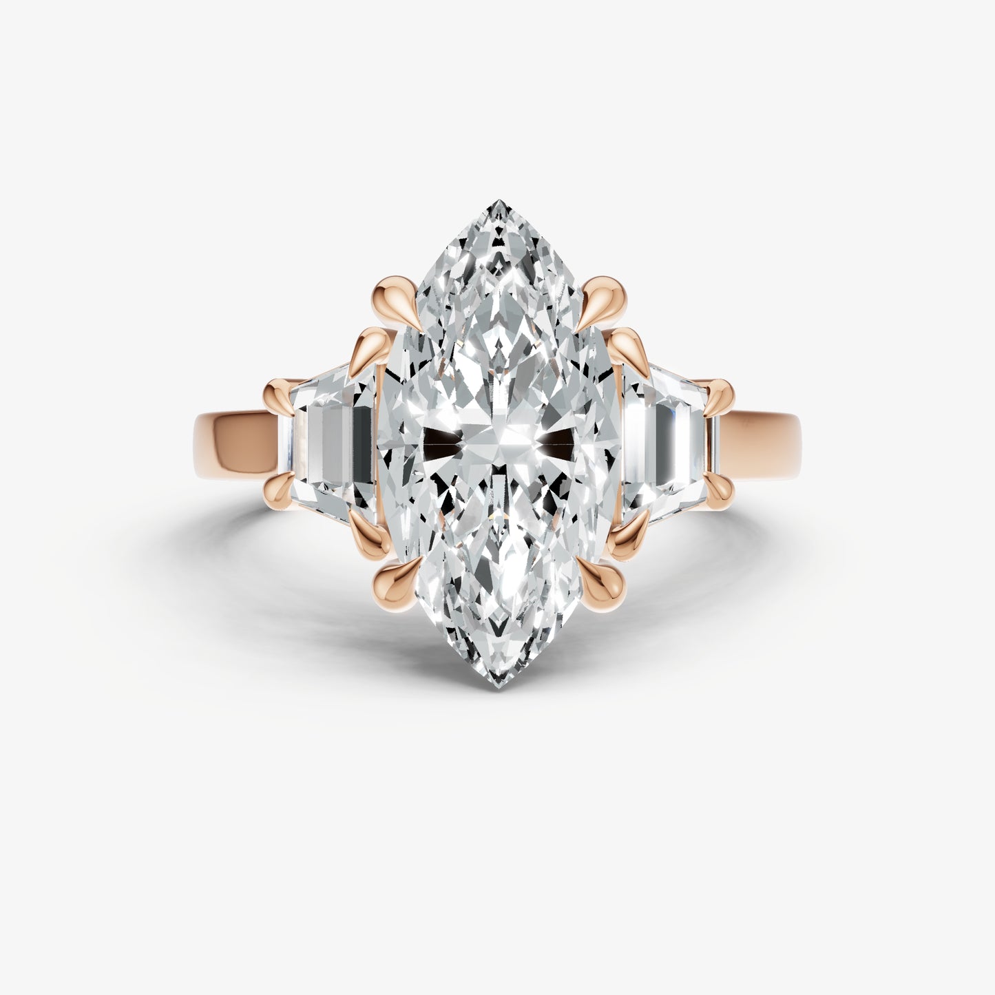 Marquise Trilogy Engagement Ring Set with Trapezoid Side Diamonds