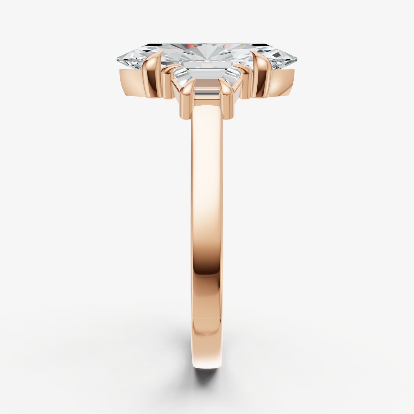 Marquise Trilogy Engagement Ring Set with Trapezoid Side Diamonds
