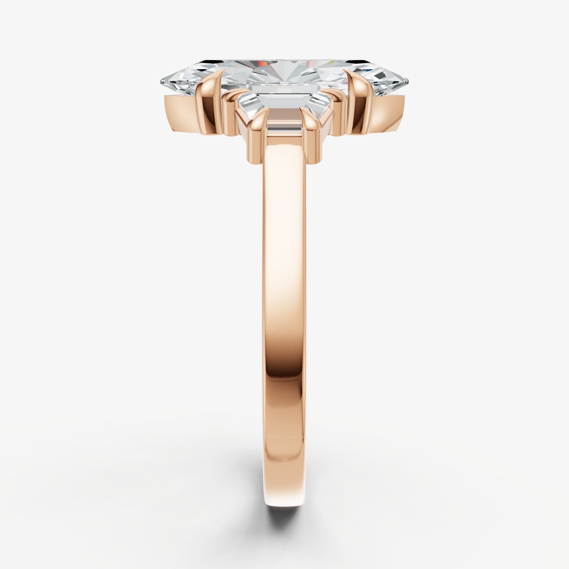 Marquise Trilogy Engagement Ring Set with Trapezoid Side Diamonds