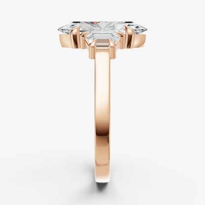 Marquise Trilogy Engagement Ring Set with Trapezoid Side Diamonds