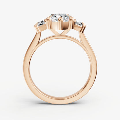 Marquise Trilogy Engagement Ring Set with Trapezoid Side Diamonds