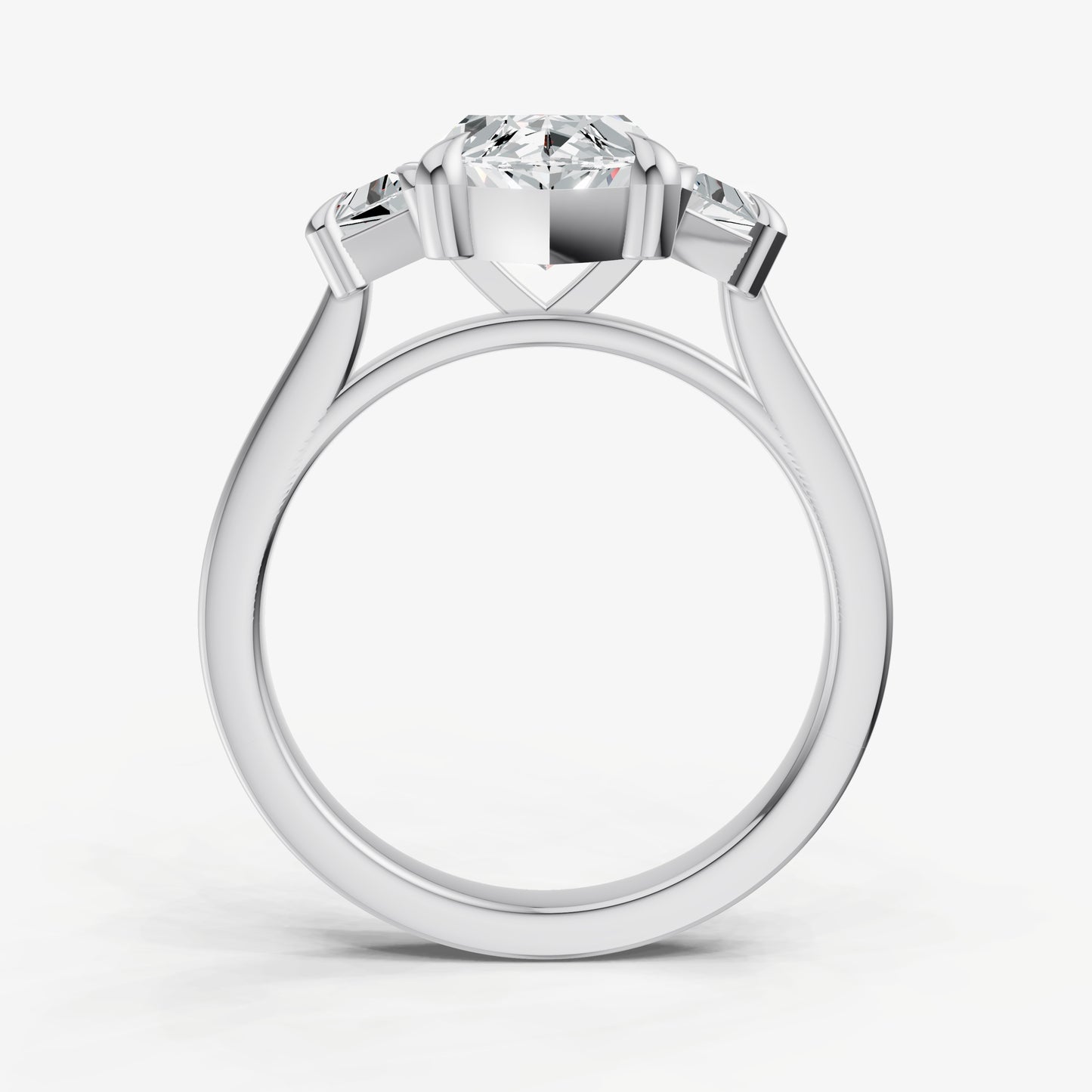 Marquise Trilogy Engagement Ring Set with Trapezoid Side Diamonds